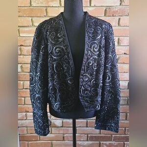 Express Cropped Sequins Black Jacket
